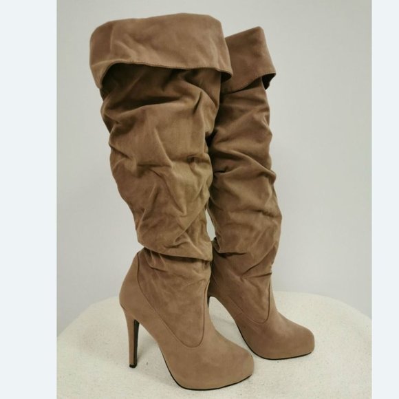 Shoes - (Over) Knee No Zipper Suede Boots